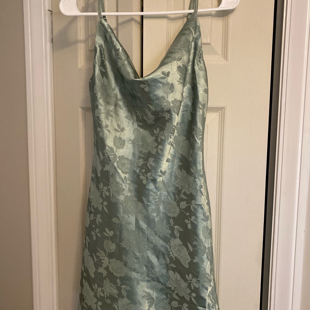 Lulu's Soft Green Satin Slip Dress